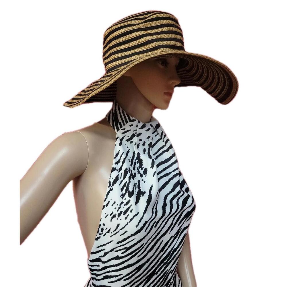Blessed are the meek halter overlap Zebra Print white dress Women's Sz 4 NWT #C3 - Picture 1 of 11